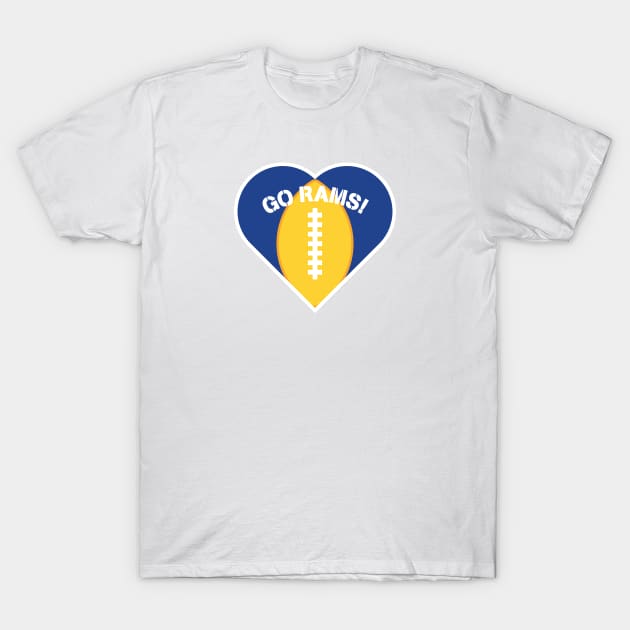 Heart Shaped Los Angeles Rams T-Shirt by Rad Love